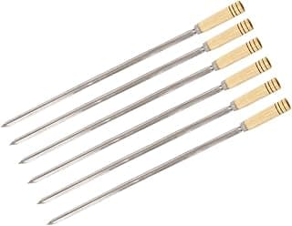 Kit 6 Espetos Simples de Aço Inoxidável para Churrasco - 60cm para Churrasqueira
