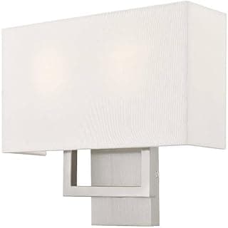 Arandela de parede Livex Lighting 50990-91 ADA em níquel escovado com tecido branco