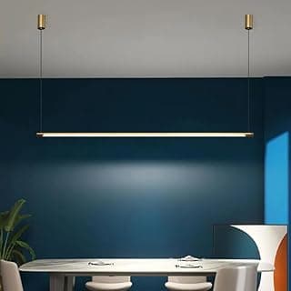 Luminária pendente linear LED 100cm 20W 3000K em metal dourado