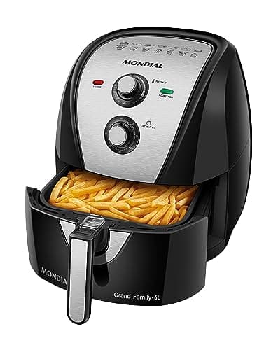 MONDIAL Fritadeira Sem Óleo Air Fryer 6L, Preto/Inox, 1900W, 110V - AFN-60-BI