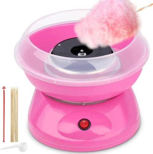 Máquina de Algodão Doce Rosa Elétrica Portátil para Casa