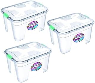 Kit 3 Caixas Organizadoras Transparente 20 Litros - Uninjet