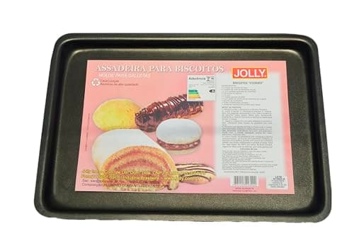 Assadeira retangular rasa para biscoitos em alumínio antiaderente preta da marca Jolly, 27x18x2 cm.