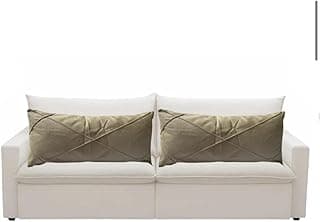Kit 2 almofadas baguete retangular grande em suede drapeada cheia para sofá cama decoração 70x30cm bege