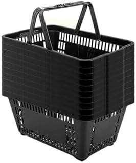 Kit 10 Cestinas Plásticas Pretas Reforçadas 16 Litros, Resistentes e Práticas para Supermercados, Mercados, Lojas, Farmácias e Organização Comercial (Preto)