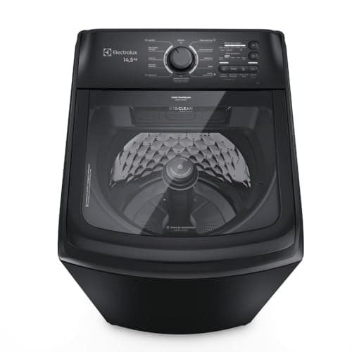 Máquina de lavar Electrolux 14,5kg preta com cesto inox, Jet&Clean e filtro de fiapos