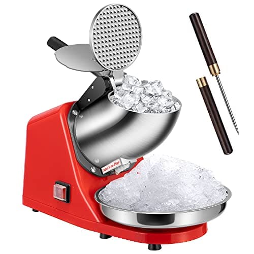 VIVOHOME Máquina elétrica de triturador de gelo para máquina de cone de neve vermelha 65 kg/h com picador de gelo para uso doméstico e comercial