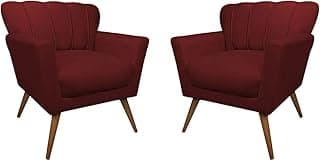 Kit 2 Poltrona para Sala de Estar Estofada Quarto Escritório Clínica Leitura Paris (Suede Marsala)