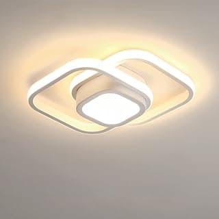 Luminária de teto LED moderna com design geométrico, luz branca e iluminação clara
