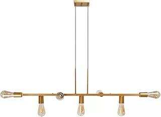 Luminária de teto dourado com sete lâmpadas estilo vintage