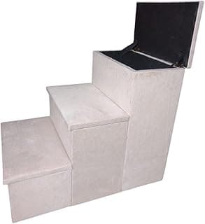Escada pet baú 3 degraus em suede para cão e gato Cor bege