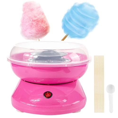 Máquina de algodão doce para crianças, mini máquinas elétricas portáteis de algodão doce com aquecimento elétrico eficiente de 450 W, máquina de doces de algodão doce DIY inclui colher de açúcar e