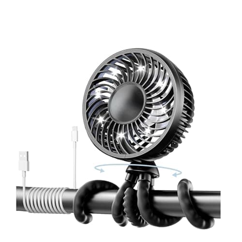 Ventilador Portátil Recarregável USB Preto com Design de Polvo