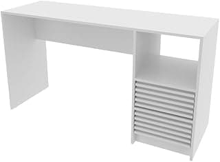 Escrivaninha em ripado branco com gaveteiro ME4174 da Tecnomobili