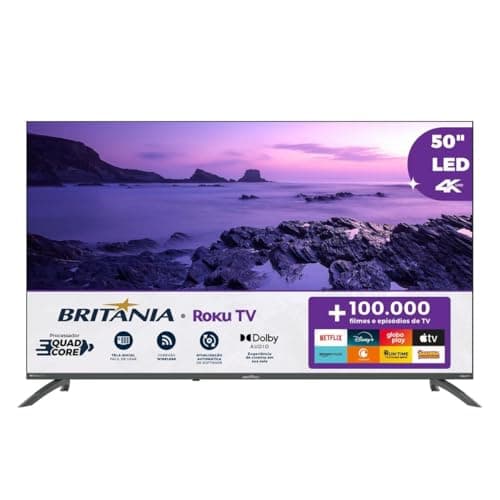 Smart TV Britânia 50'' Roku LED Dolby Audio Quad Core 4K