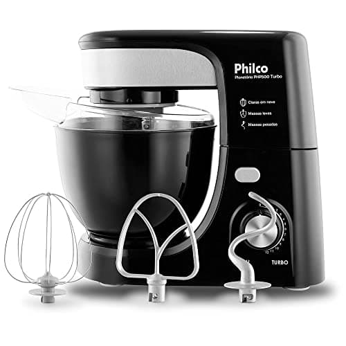 Batedeira Philco PHP500 Turbo preta e prateada com acessórios