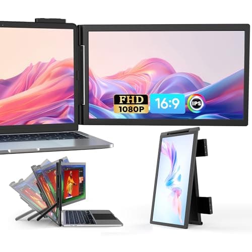 Extensor de Tela para Notebook, Monitor Portátil Externo de 14" para Notebook, IPS FHD 1080P com Conexão Plug & Play, Tela Dupla com Portas USB-C/HDMI para Notebooks de 14"-16"