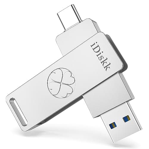 Pen drive iDiskk 1 TB prateado com conectores USB-C e USB-A