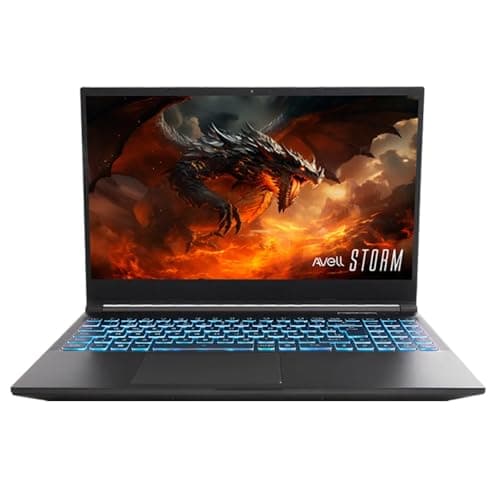 Notebook gamer Avell Storm 305 teclado azul dragão em chamas