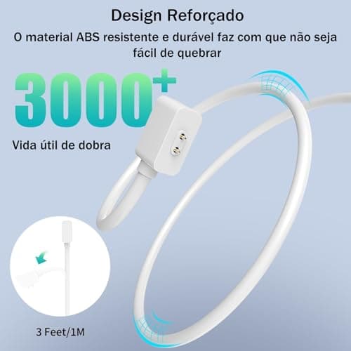 Cabo carregador HAOZHI branco, resistente, durável, 3000+ ciclos de vida.