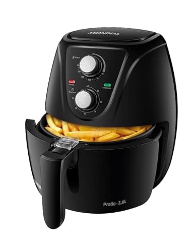 Fritadeira sem óleo Mondial Pratic 3,6L preta com cesta aberta