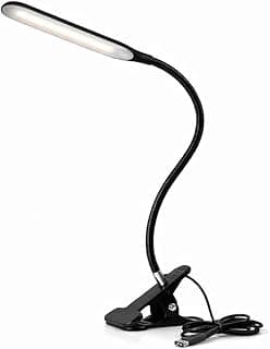Luminária de Mesa LED com Garra Flexível 360° USB | Luz Branca 5500K para Estudo, Leitura e Escritório | Antirreflexo | Preta