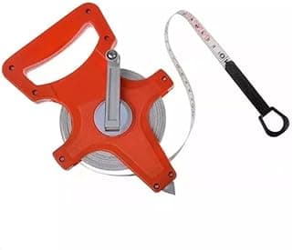 Fita Métrica Profissional com Manivela, 50 Metros, para Construção, Paisagismo e Projetos, Laranja