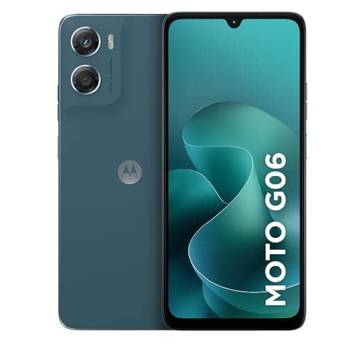 Smartphone Motorola Moto G06 azul marinho com câmera dupla e logo frontal