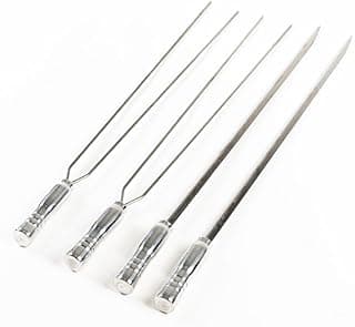 Espetos de aço inoxidável com lâminas de 46 cm para churrasco, quatro peças, dois simples e dois duplos.