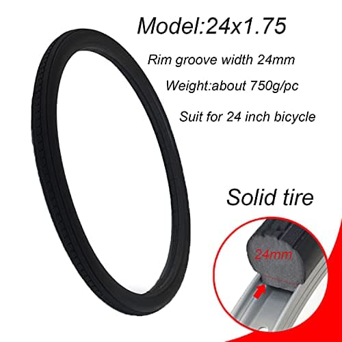 BAIBIKING Pneu de bicicleta de 60 cm Pneu não pneumático sólido pneus de bicicleta sem ar antiderrapante para bicicleta de estrada 24 x 1,75 (24 x 1,75 para bicicleta)