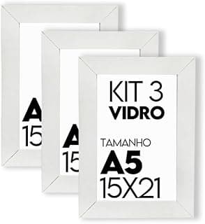 Kit com 3 molduras brancas para fotos A5 15x21 cm com vidro