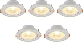 Kit 5 Spot LED Redondo Direcionável Embutir 5W Branco Quente Bivolt