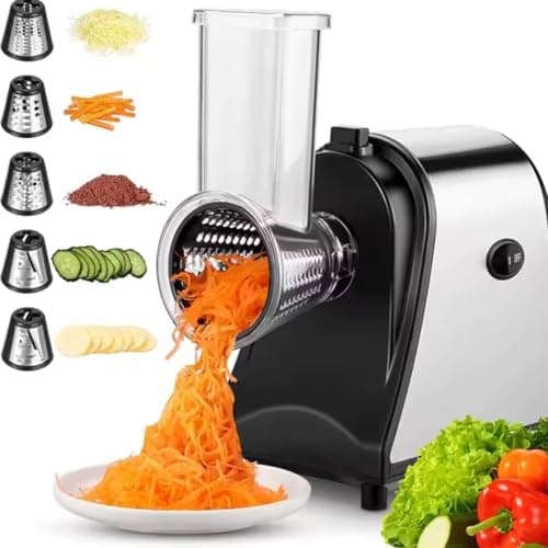 Cortador Elétrico Automático de Vegetais Ralador 5 Lâminas Aço inoxidável 250 W (110V | VOLTAGEM)
