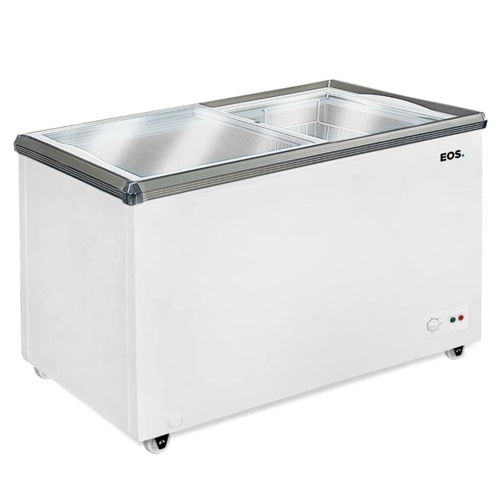 Freezer Expositor Horizontal Tampa de Vidro Eos 320 Litros Dupla Ação EEH400XX 110v
