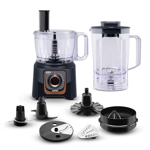 Multiprocessador Arno Multichef 700W com 24 Funções, Preto, 7 Acessórios, Liquidificador 3,1L e Espremedor de Frutas, 220V