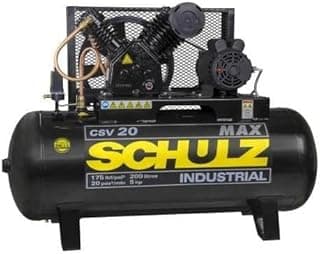 Compressor de ar industrial Schulz CSV20/200 MAX, 200 litros, preto e amarelo