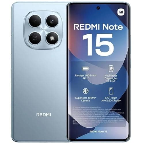 Smartphone Xiaomi Redmi Note 15 Azul com câmera quádrupla e tela AMOLED
