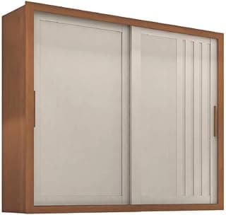 Guarda roupas casal ripado 2 portas de correr 4 gavetas branco e marrom