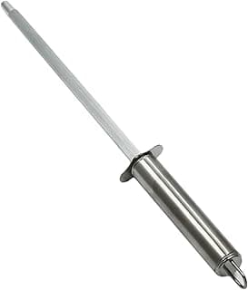 Haste apontadora premium para facas, aço inoxidável, 27 cm, acabamento premium, cabo ergonômico