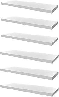Kit 6 Prateleiras 80x30 MDF Branco + Suporte Flutuante Invisível Tábua Sapateira