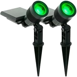 Luminárias solares de jardim LED SMD verde, kit de 2 unidades, iluminação verde brilhante, fundo branco
