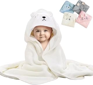 Toalha de banho infantil com capuz em forma de bichinho, branca, para bebê recém-nascido, super absorvente, com toque macio de algodão.