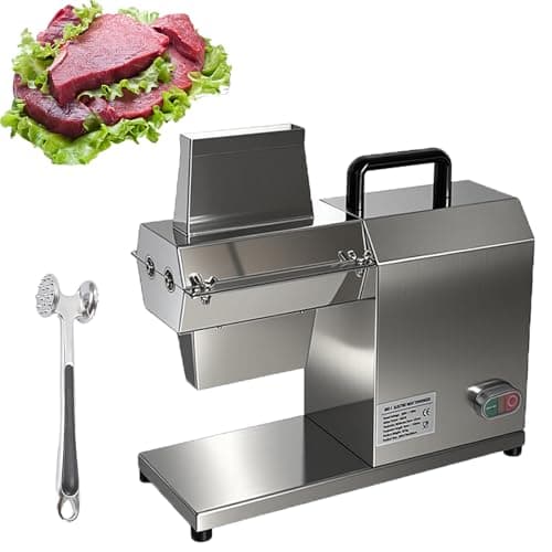 Amaciador De Carne EléTrico Comercial De 450 W Em AçO InoxidáVel Com Martelo E Cabo Para Amaciar,LâMina GiratóRia De 360°,Silencioso, Ideal Para Amaciar Bifes,Carne Bovina E Peixes