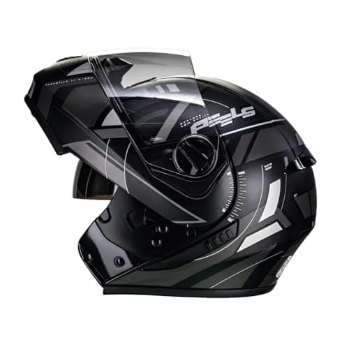 Capacete Peels U-RB2 Dynamic Pretos Fosco e Grafite,Escamolteavel, Capacete de Motocicleta, Design Moderno, Proteção Premium. (58)