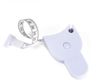 Fita métrica corporal branca com trava automática, ideal para medição precisa do corpo.