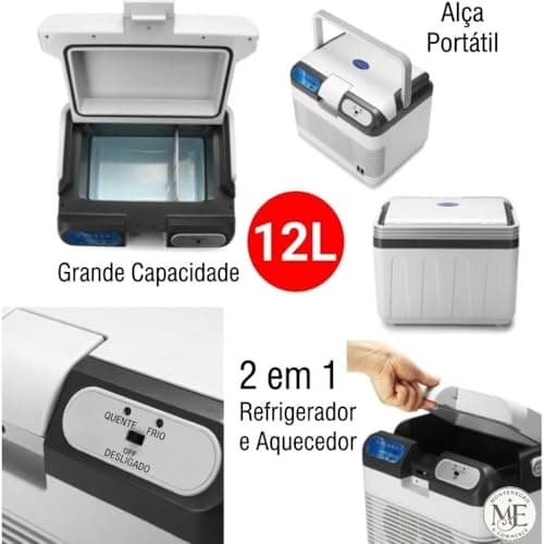 Mini Geladeira Portátil 12 Litros Frigobar para Carro Camping 12 Volts Viagens Refrigerador e Aquecedor 2 em 1