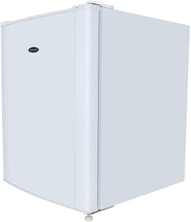Frigobar branco de 80 litros com portas duplas, ângulo frontal, fundo branco
