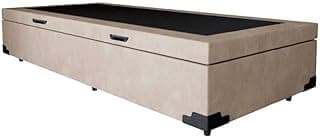 Base para Cama Box Solteiro Martin Premium com Baú Suede (45x88x188) Bege