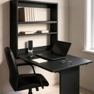 Mesa Dobrável de Parede Retrátil 70cm Escrivaninha Suspensa Escritório ou Cozinha Pequenos Espaços(PRETO)
