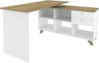 Escrivaninha em L Retrô para Home Office ou Escritório 2 Gavetas - Gold Artany